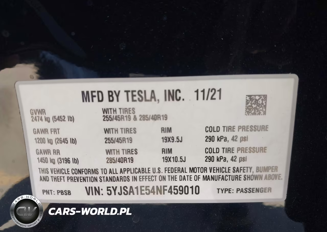 2022 Tesla Model S Dual Motor All-Wheel Drive VIN:5YJSA1E54NF459010 - 9