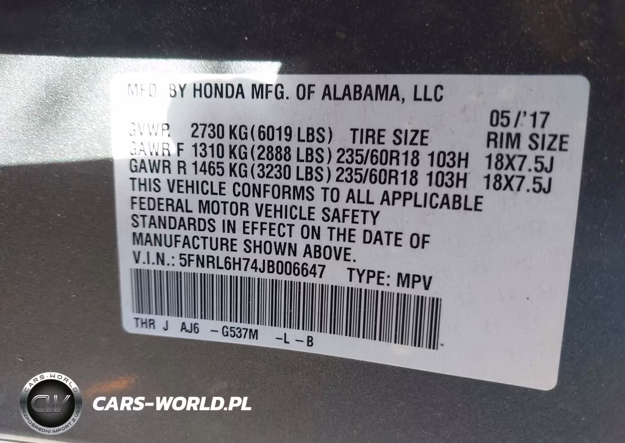 2018 Honda Odyssey Ex-L VIN:5FNRL6H74JB006647 - 9