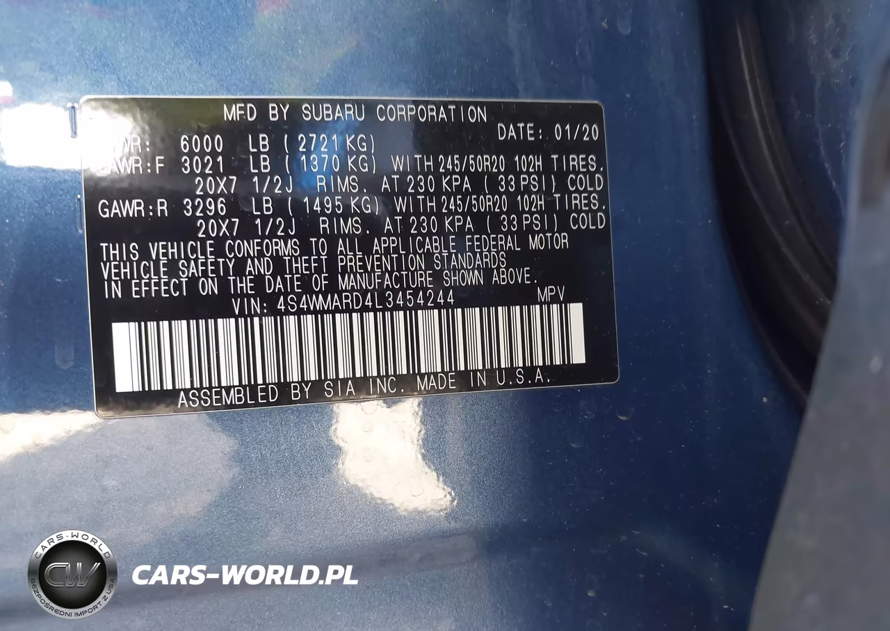 2020 Subaru Ascent Touring VIN:4S4WMARD4L3454244 - 9