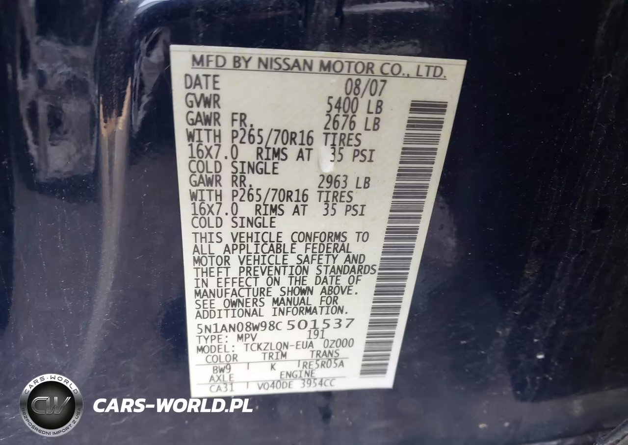 2008 Nissan Xterra X VIN:5N1AN08W98C501537 - 9