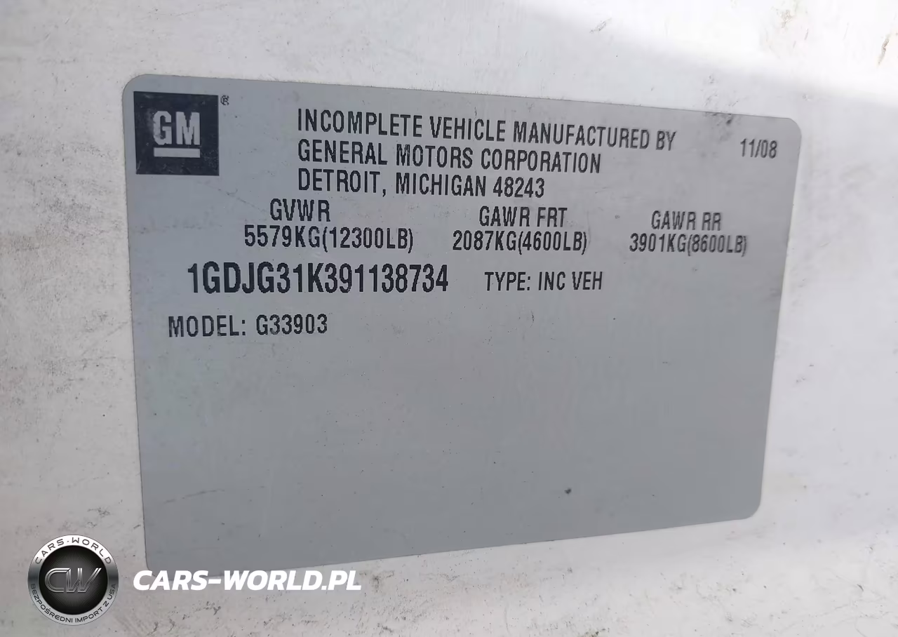 2009 GMC Savana Cutaway Work Van VIN:1GDJG31K391138734 - 9