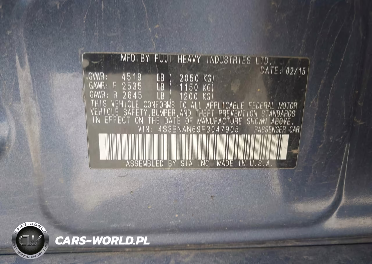 2015 Subaru Legacy 2.5I Limited VIN:4S3BNAN69F3047905 - 9