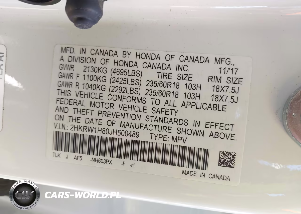 2018 Honda Cr-V Ex-L-Ex-L Navi VIN:2HKRW1H80JH500489 - 9