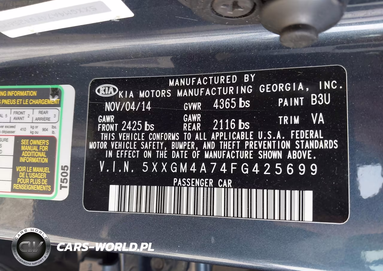2015 Kia Optima Lx VIN:5XXGM4A74FG425699 - 9