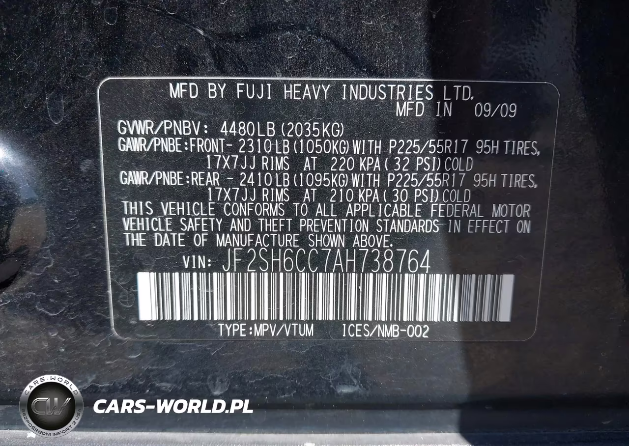 2010 Subaru Forester 2.5X Premium VIN:JF2SH6CC7AH738764 - 9