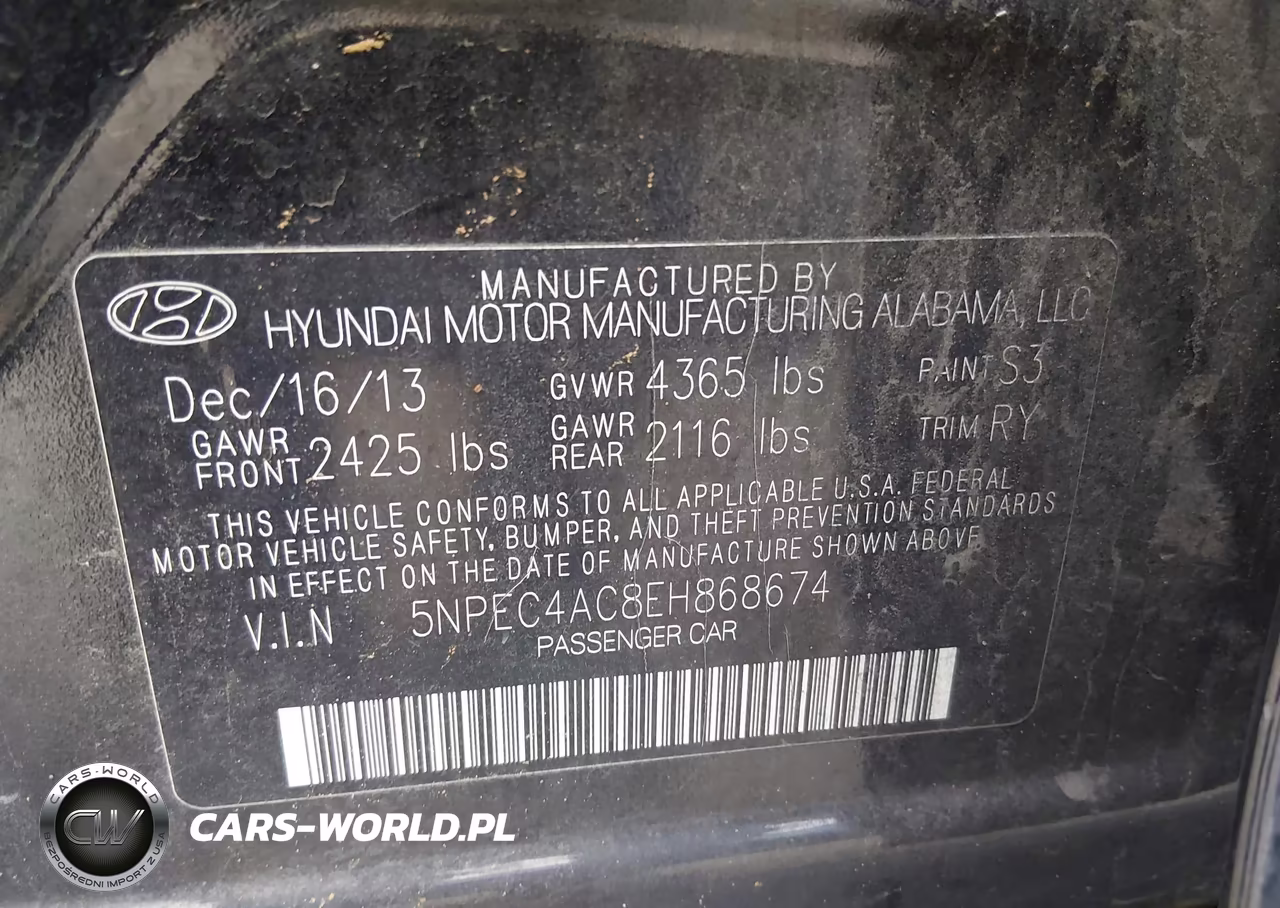 2014 Hyundai Sonata Se VIN:5NPEC4AC8EH868674 - 9