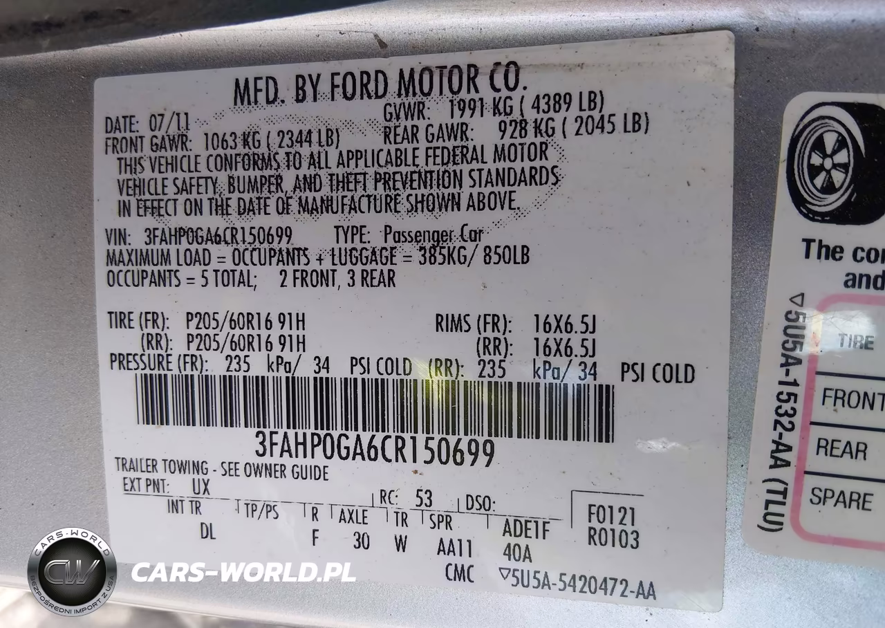 2012 Ford Fusion S VIN:3FAHP0GA6CR150699 - 9