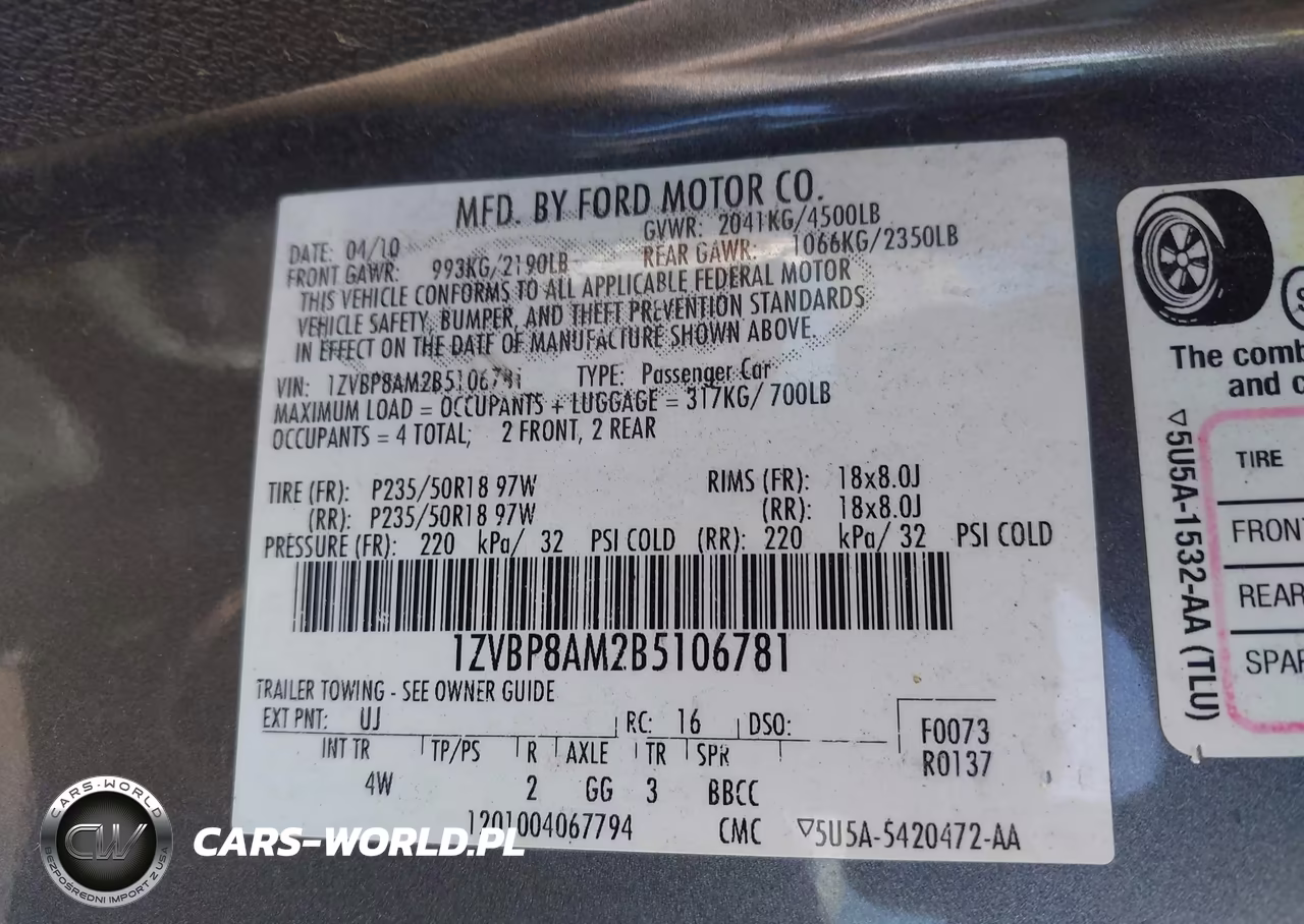 2011 Ford Mustang V6 Premium VIN:1ZVBP8AM2B5106781 - 9