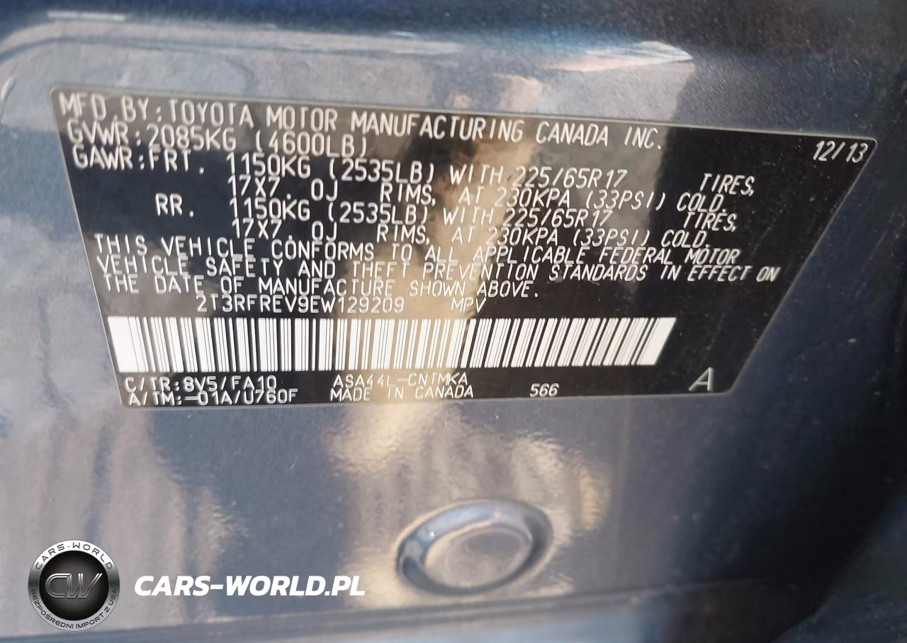2014 Toyota Rav4 Xle VIN:2T3RFREV9EW129209 - 9