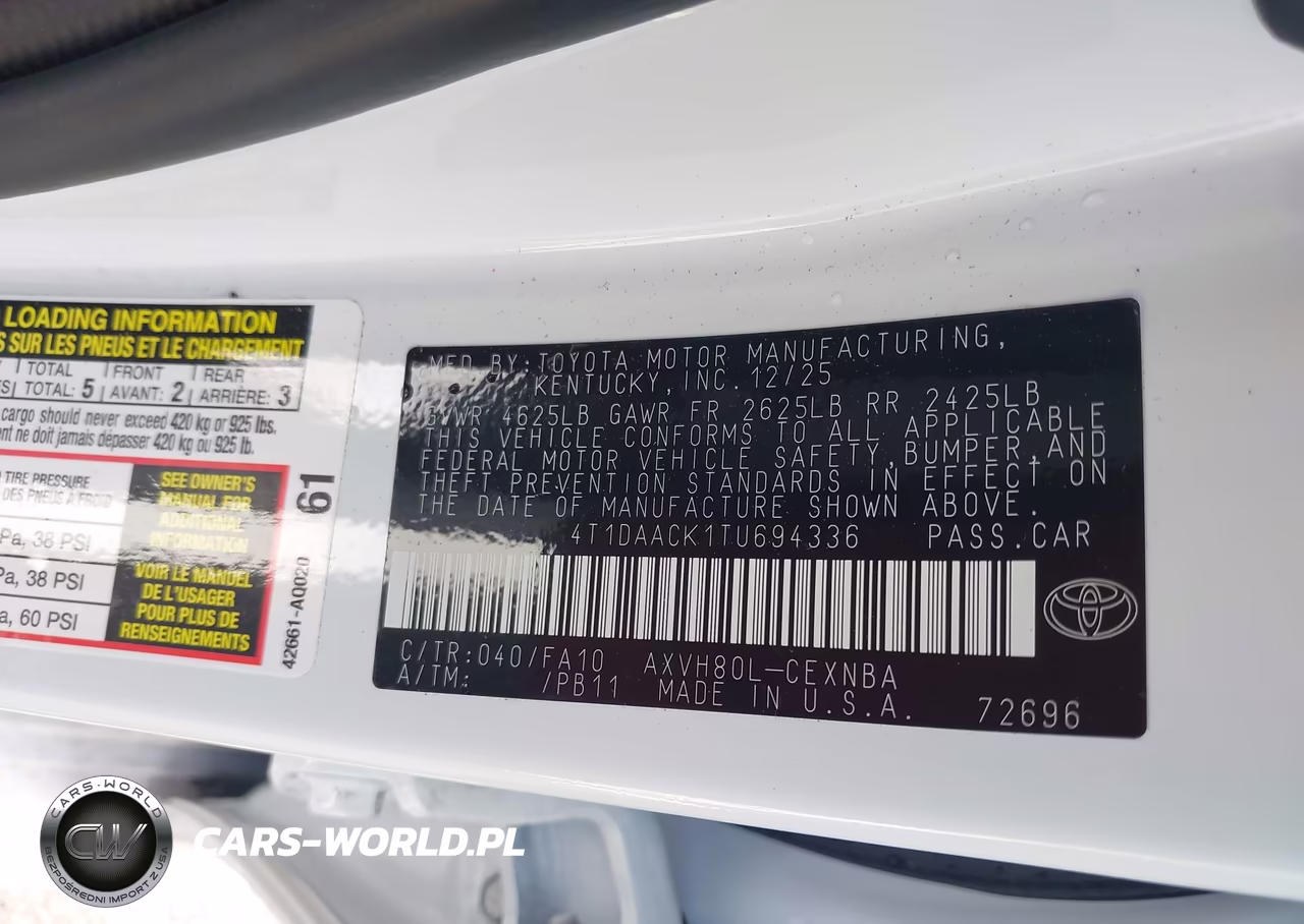 2026 Toyota Camry Le VIN:4T1DAACK1TU694336 - 9