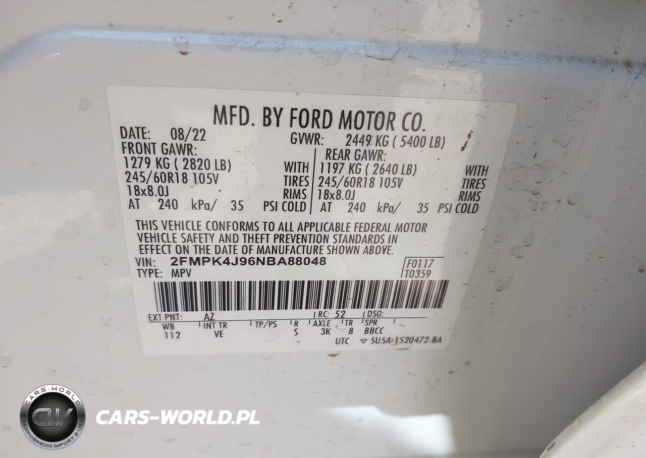 2022 Ford Edge Sel VIN:2FMPK4J96NBA88048 - 9