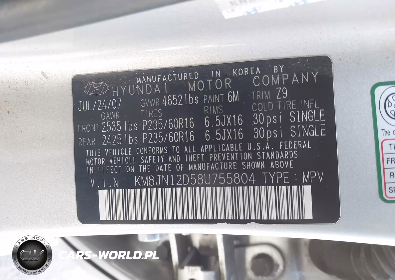 2008 Hyundai Tucson VIN:KM8JN12D58U755804 - 9