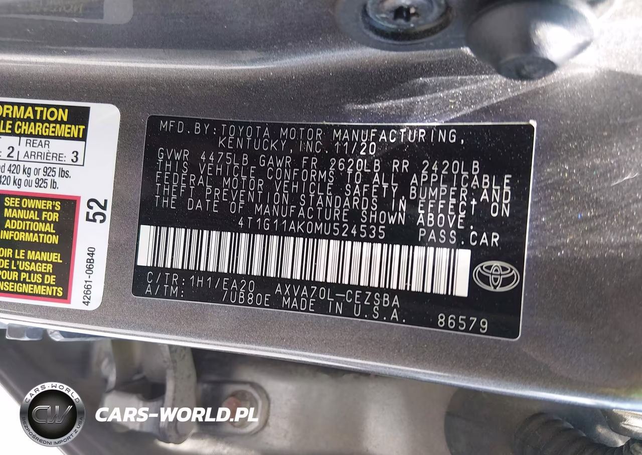 2021 Toyota Camry Se VIN:4T1G11AK0MU524535 - 9