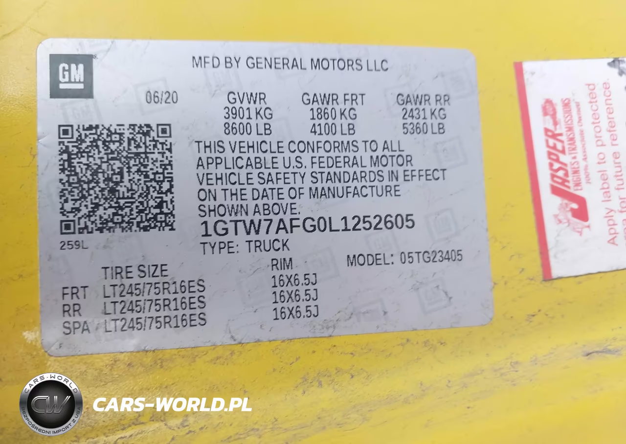 2020 GMC Savana Cargo Rwd 2500 Regular Wheelbase Work Van VIN:1GTW7AFG0L1252605 - 9