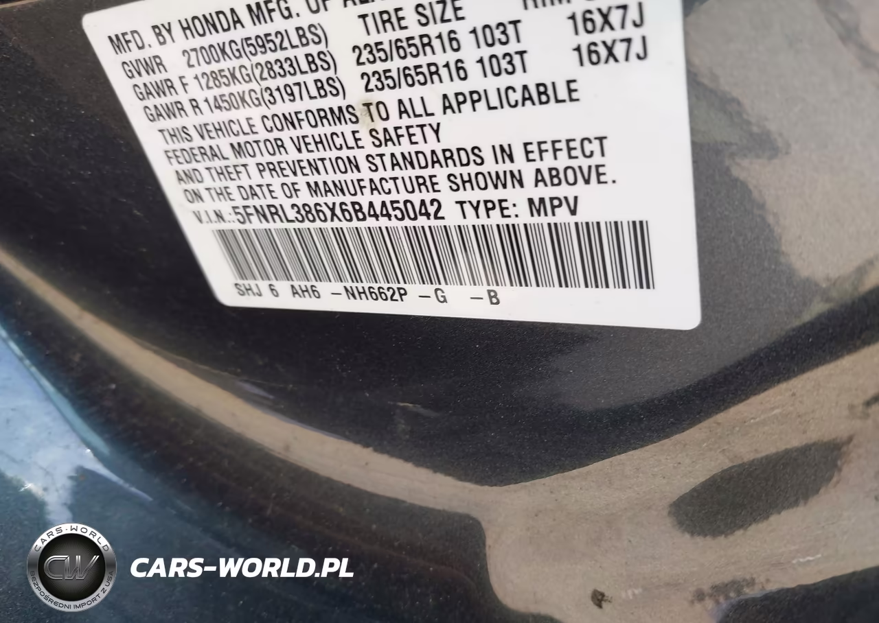 2006 Honda Odyssey Ex-L VIN:5FNRL386X6B445042 - 9