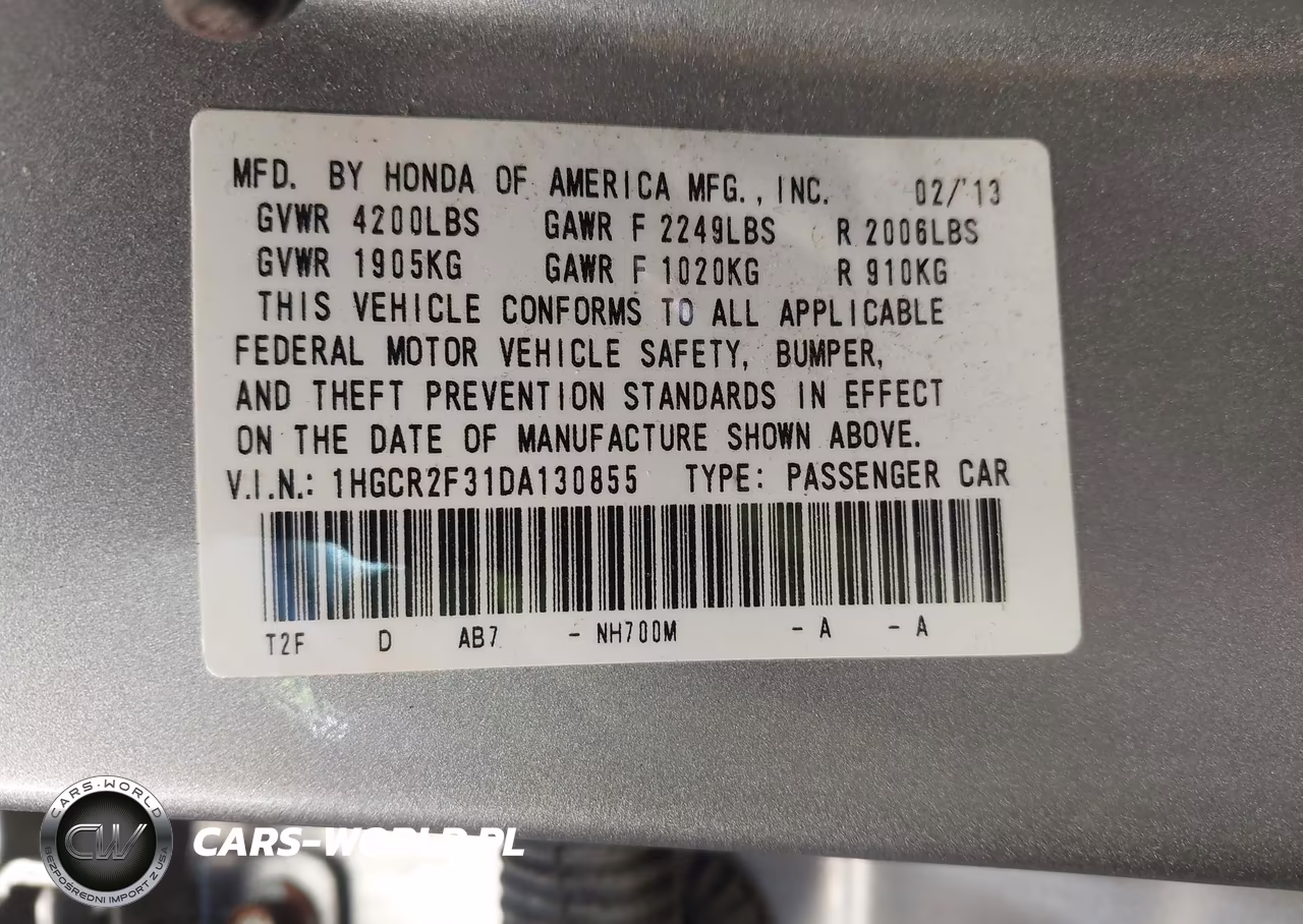 2013 Honda Accord Lx VIN:1HGCR2F31DA130855 - 9