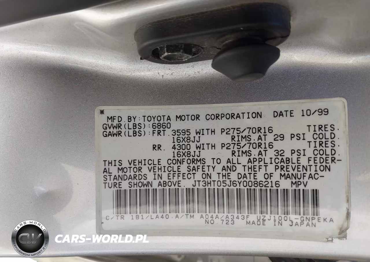 2000 Toyota Land Cruiser VIN:JT3HT05J6Y0086216 - 9