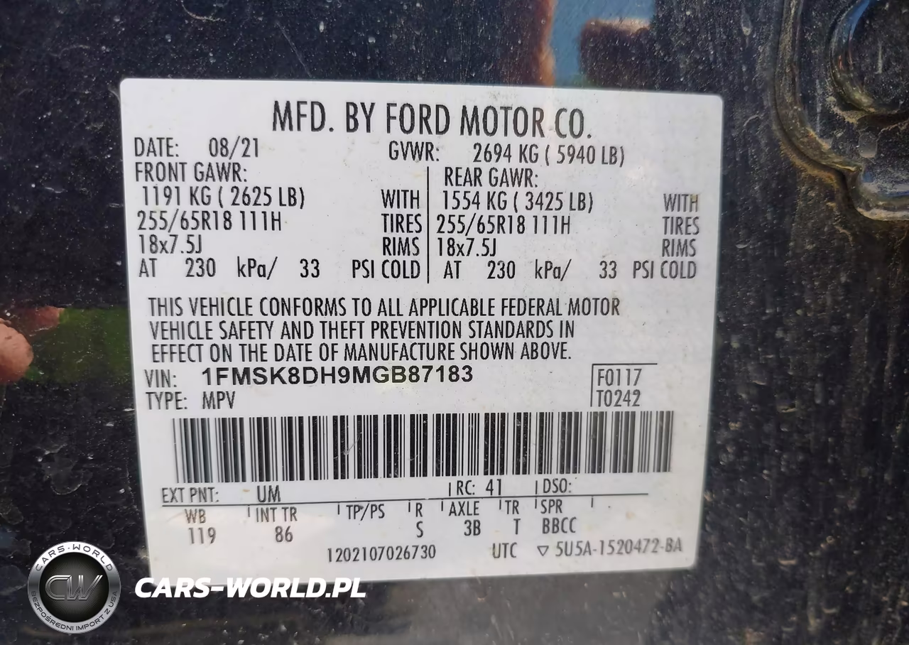2021 Ford Explorer Xlt VIN:1FMSK8DH9MGB87183 - 9