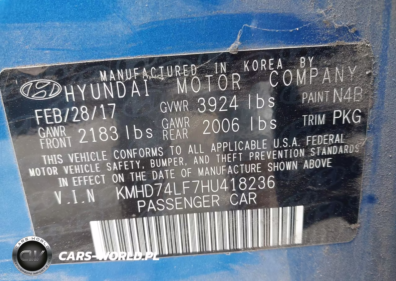 2017 Hyundai Elantra Se VIN:KMHD74LF7HU418236 - 9