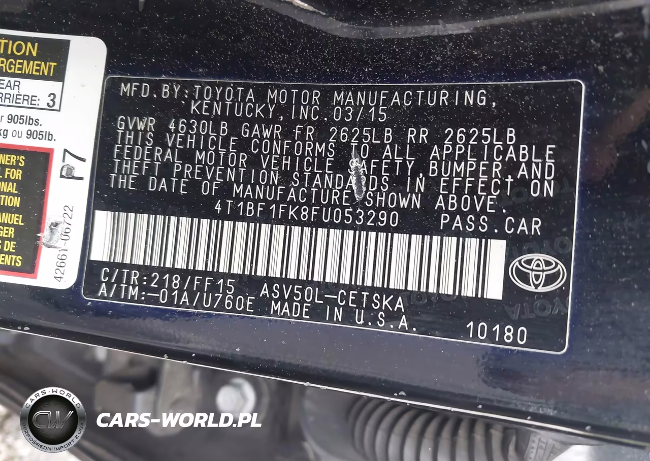 2015 Toyota Camry Se VIN:4T1BF1FK8FU053290 - 9