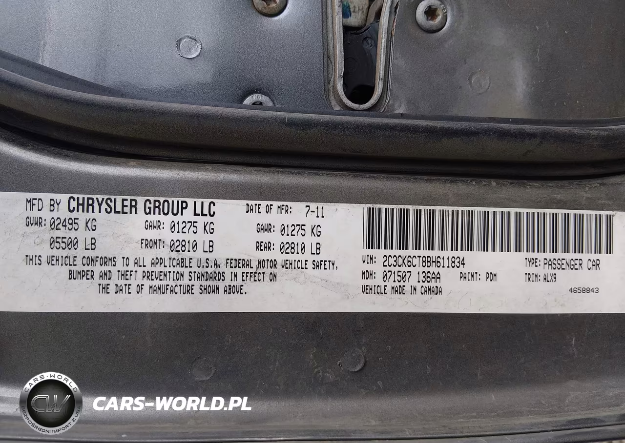2011 Chrysler 300C Awd VIN:2C3CK6CT8BH611834 - 9