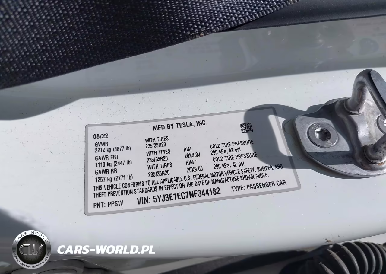 2022 Tesla Model 3 Performance Dual Motor All-Wheel Drive VIN:5YJ3E1EC7NF344182 - 9
