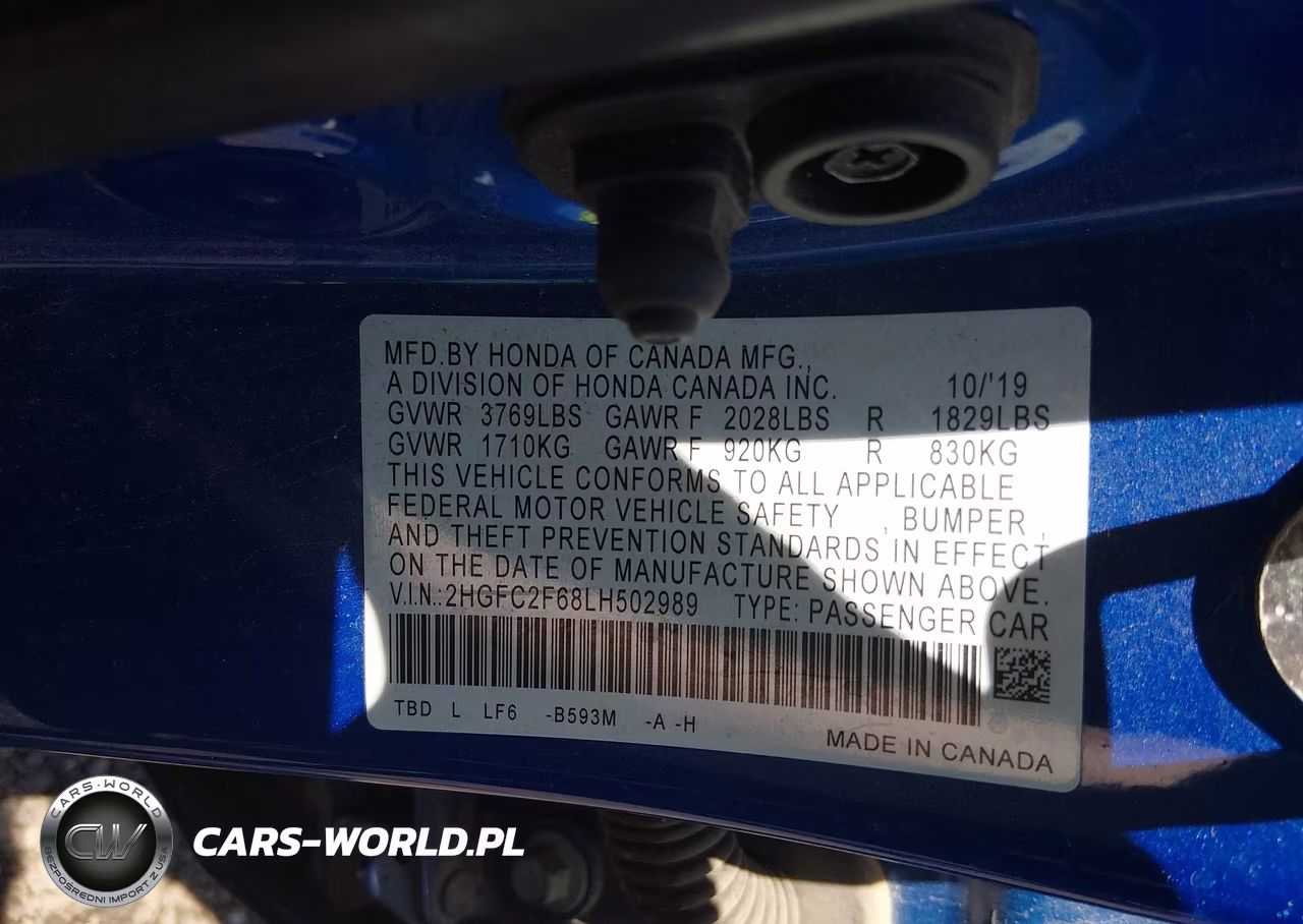 2020 Honda Civic Lx VIN:2HGFC2F68LH502989 - 9