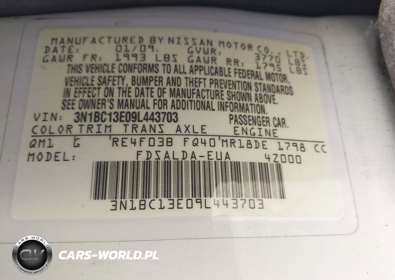 2009 Nissan Versa 1.8S VIN:3N1BC13E09L443703 - 9