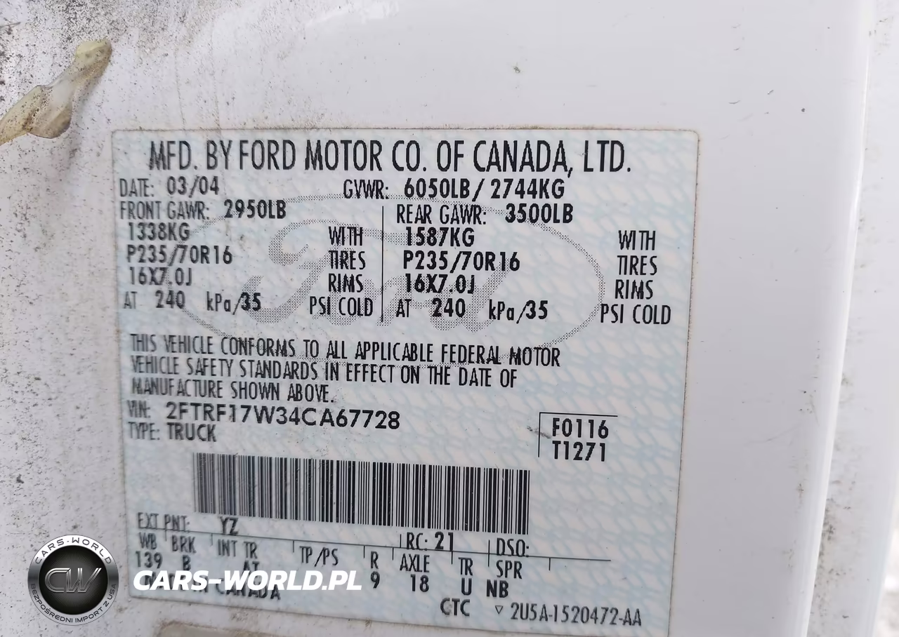 2004 Ford F-150 Heritage Xl-Xlt VIN:2FTRF17W34CA67728 - 9