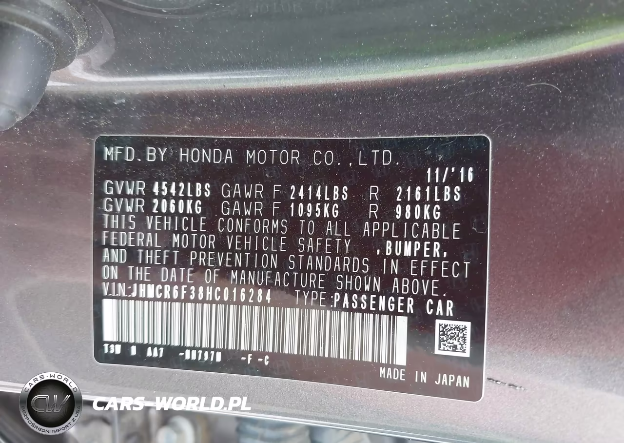 2017 Honda Accord Hybrid VIN:JHMCR6F38HC016284 - 9