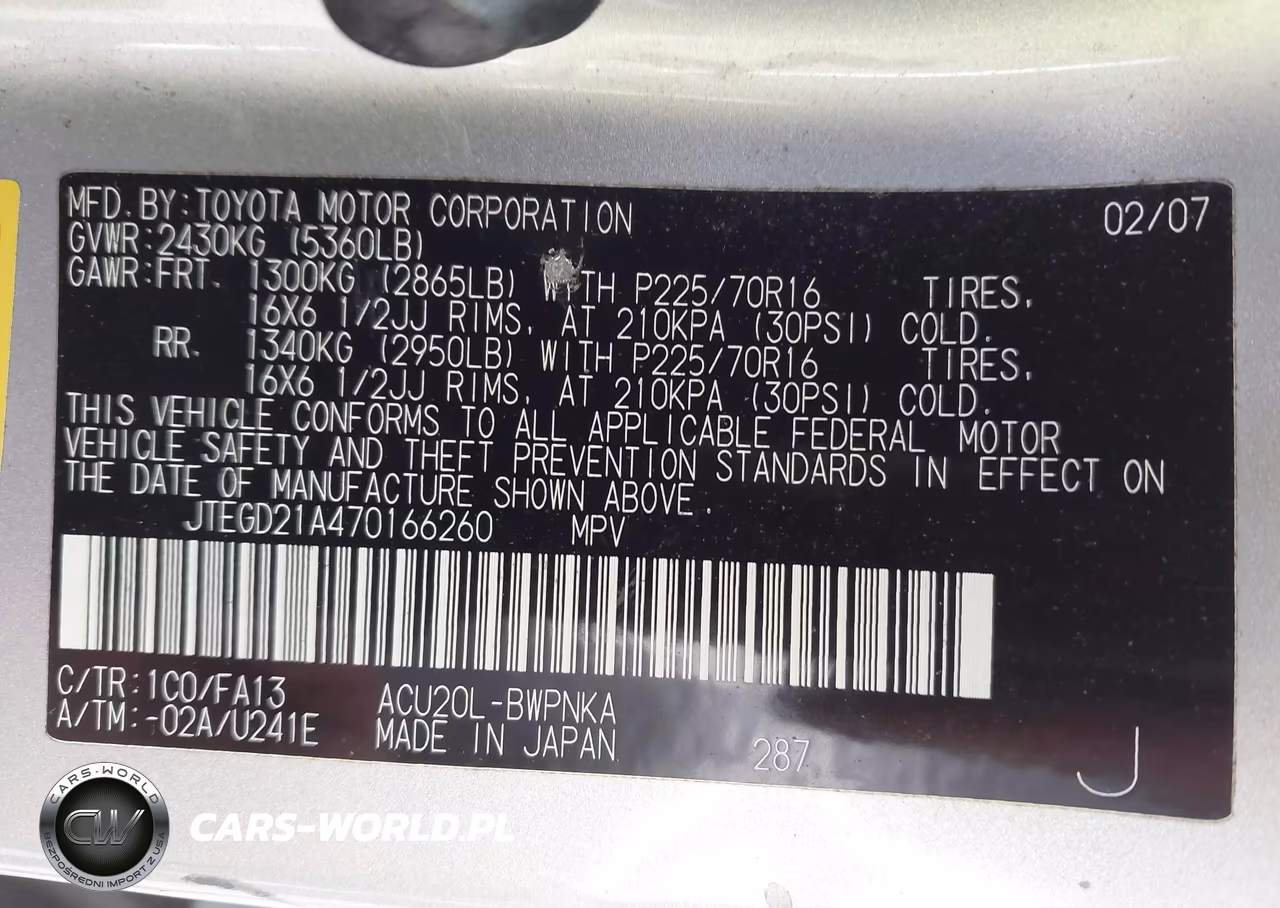 2007 Toyota Highlander VIN:JTEGD21A470166260 - 9