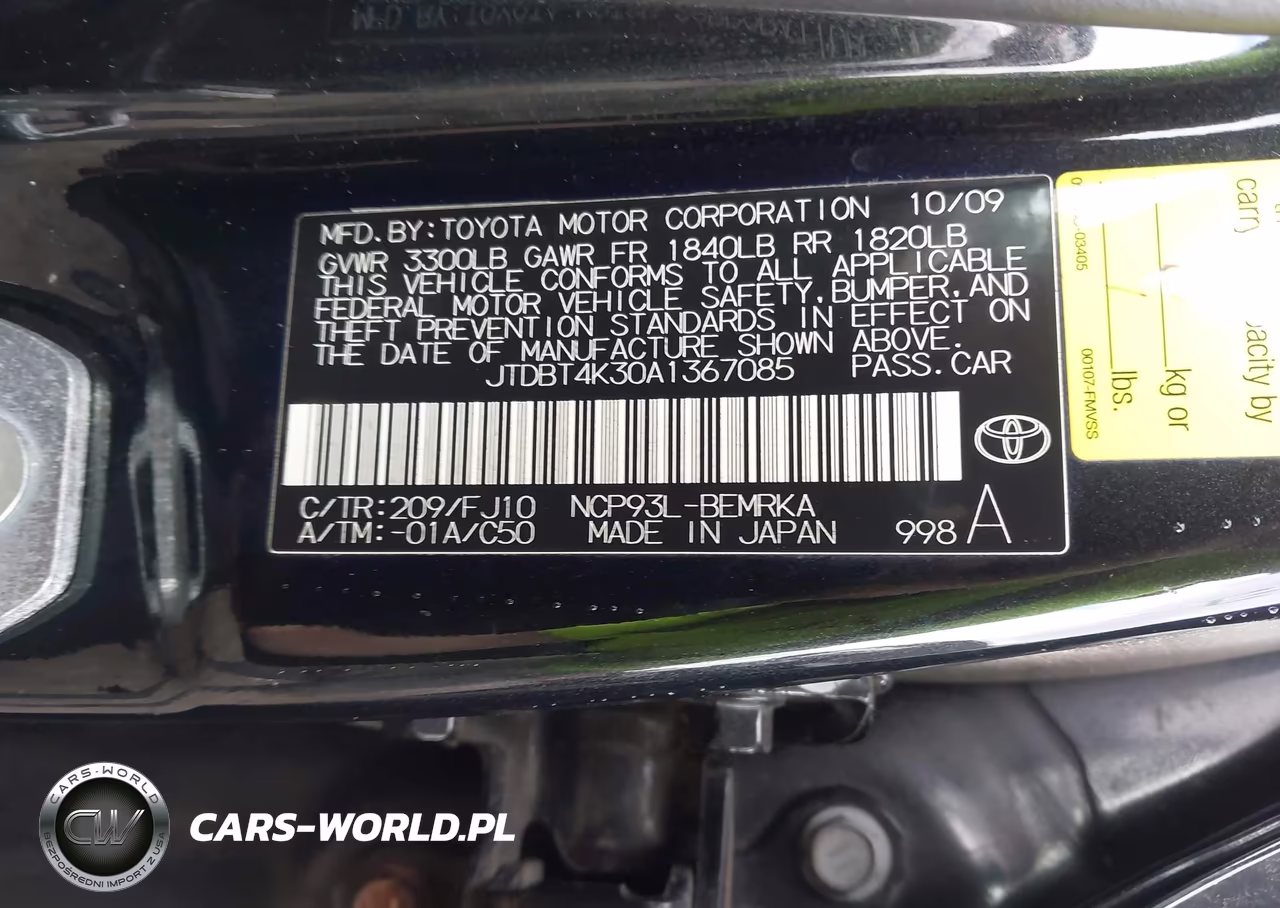 2010 Toyota Yaris VIN:JTDBT4K30A1367085 - 9