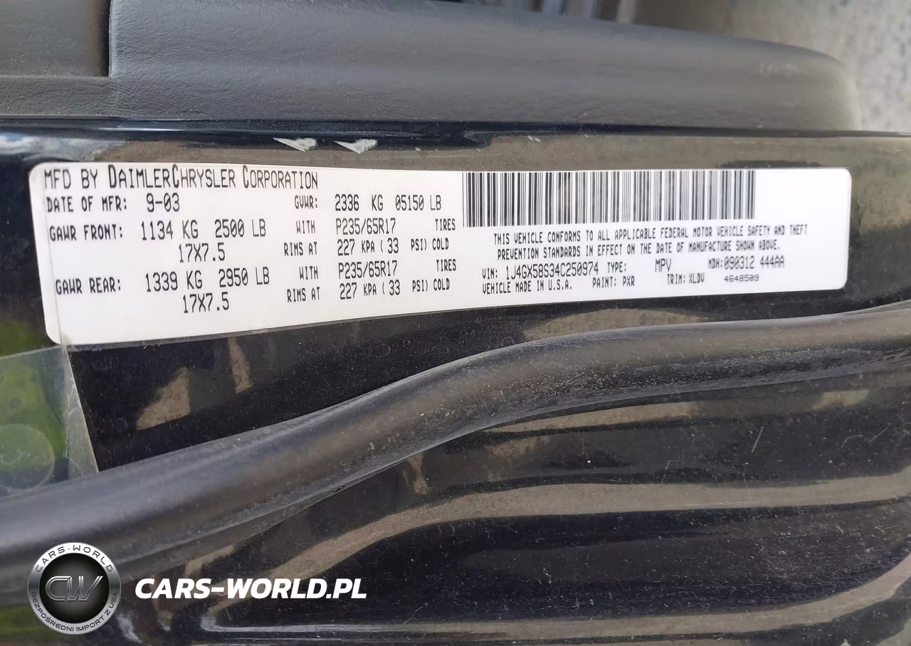 2004 Jeep Grand Cherokee Limited VIN:1J4GX58S34C250974 - 9