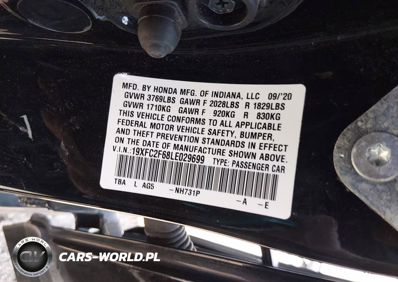 HONDA CIVIC VIN:19XFC2F68LE029699 - 9