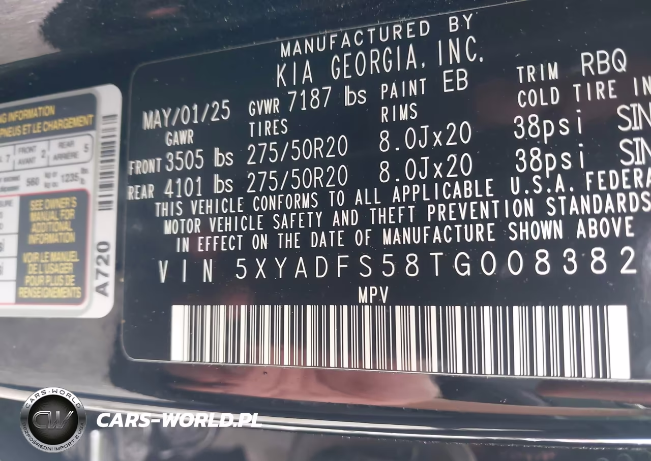 2026 Kia Ev9 Land VIN:5XYADFS58TG008382 - 9
