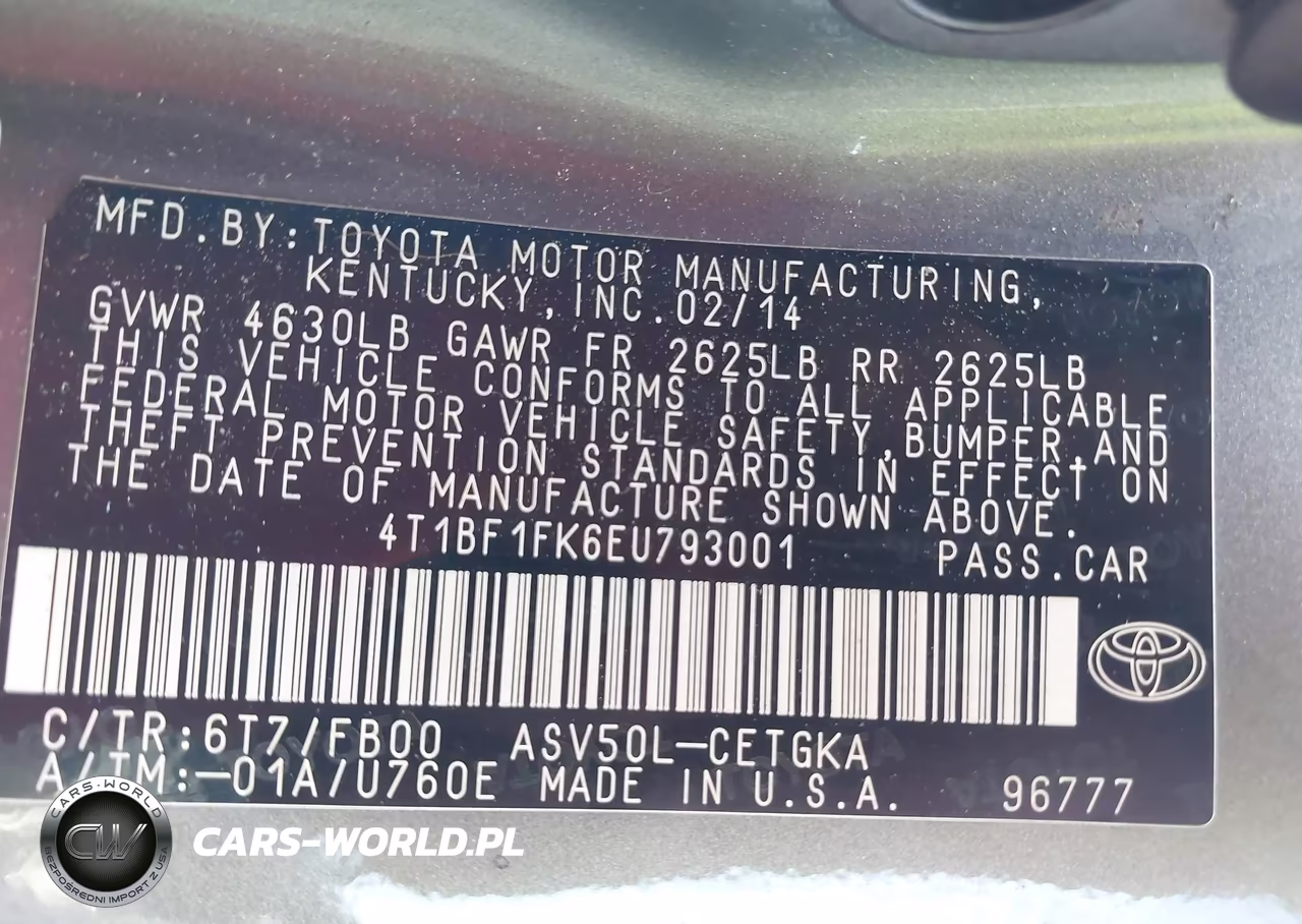 2014 Toyota Camry Xle VIN:4T1BF1FK6EU793001 - 9