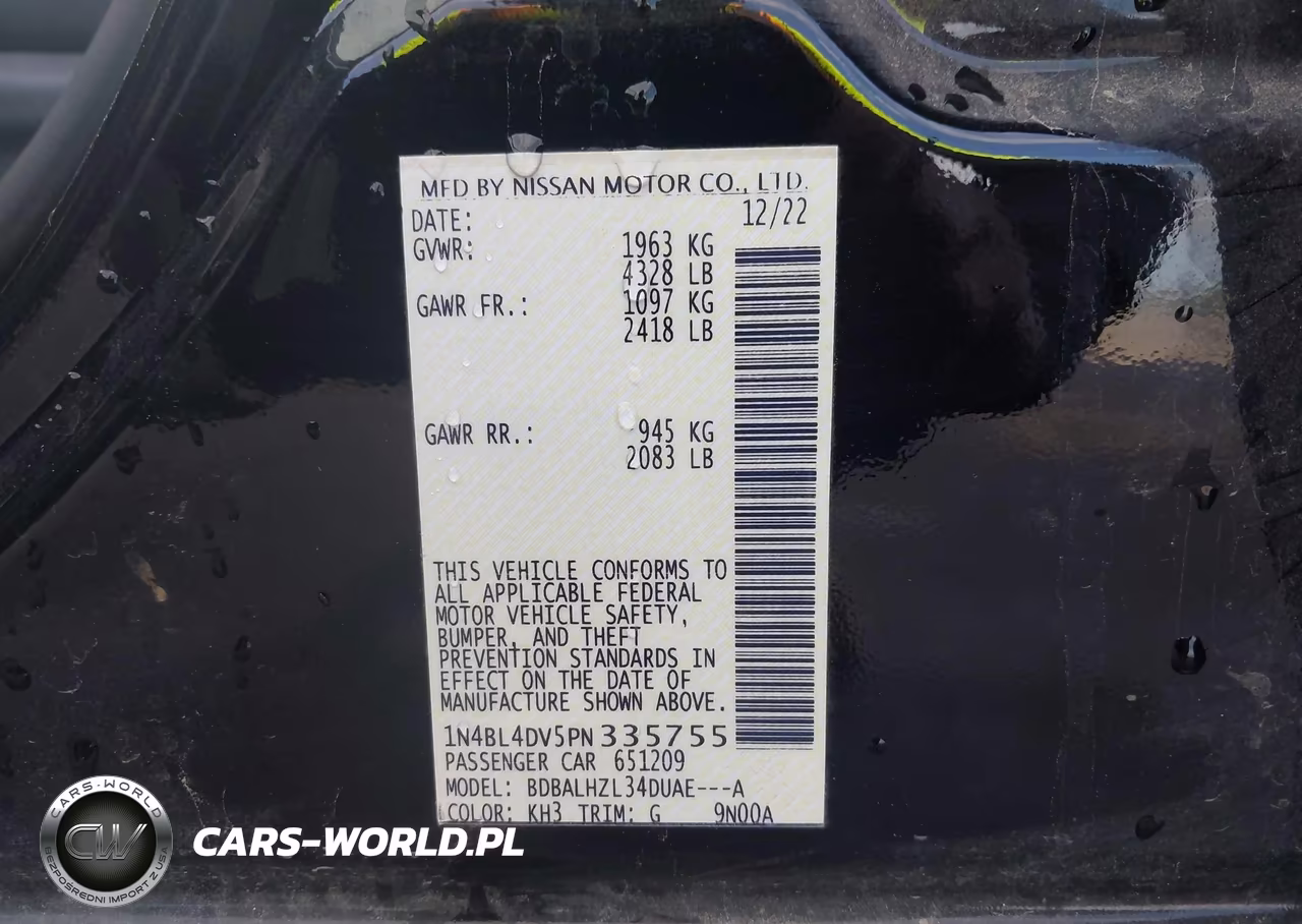 2023 Nissan Altima Sv Fwd VIN:1N4BL4DV5PN335755 - 9