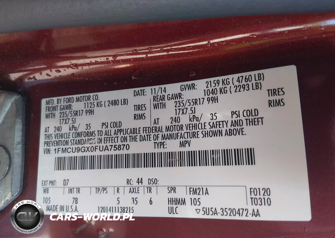 2015 Ford Escape Se VIN:1FMCU9GX0FUA75870 - 9
