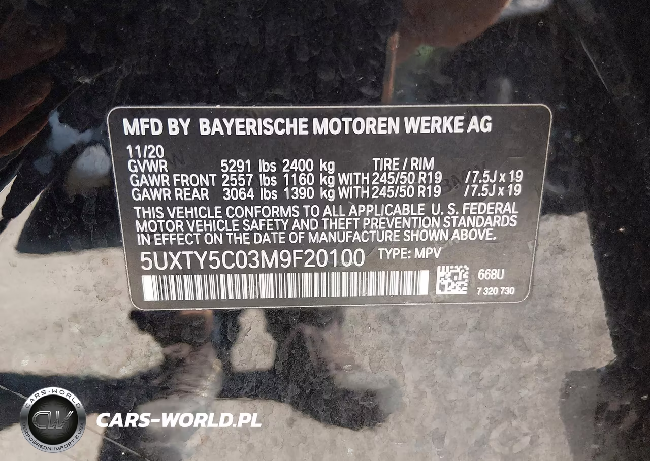 2021 BMW X3 xDrive30I VIN:5UXTY5C03M9F20100 - 9