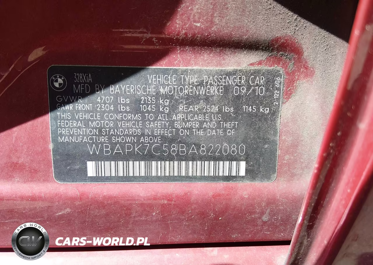 2011 BMW 328I xDrive VIN:WBAPK7C58BA822080 - 9