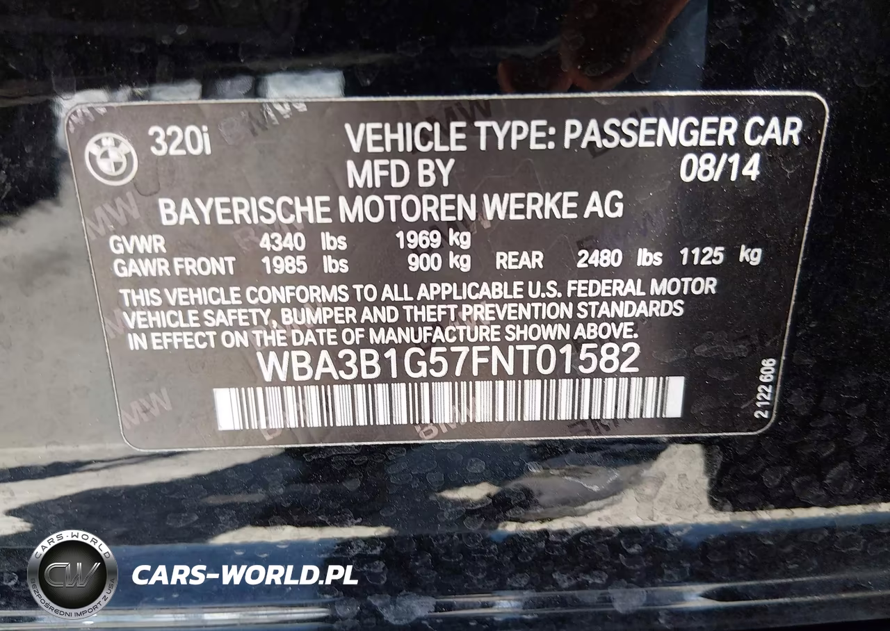 2015 BMW 320I VIN:WBA3B1G57FNT01582 - 9