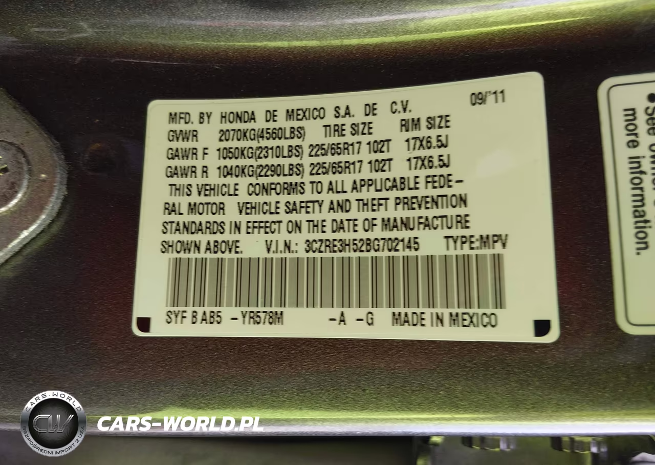 2011 Honda Cr-V Ex VIN:3CZRE3H52BG702145 - 9