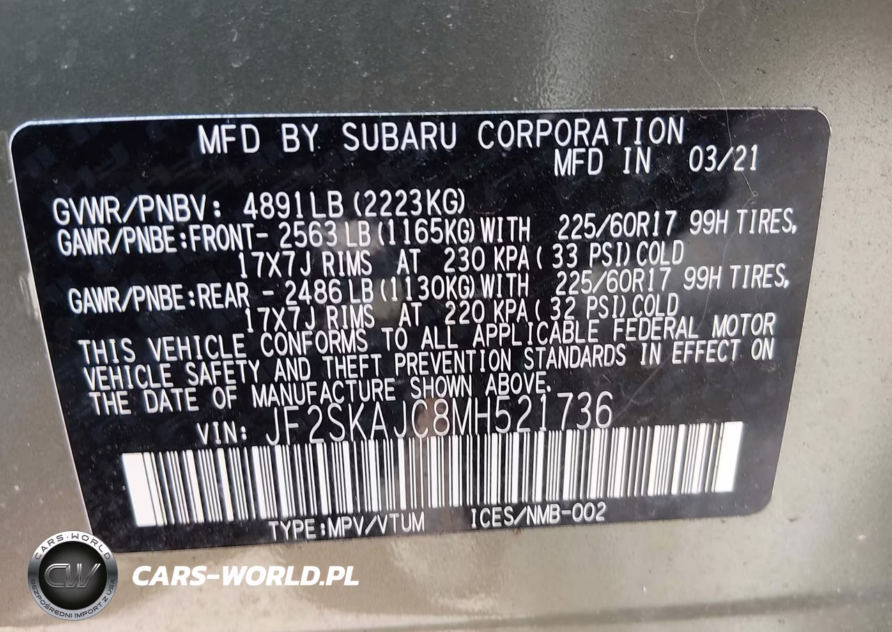 2021 Subaru Forester Premium VIN:JF2SKAJC8MH521736 - 9