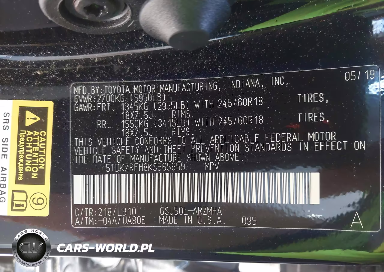 2019 Toyota Highlander Xle VIN:5TDKZRFH8KS565659 - 9