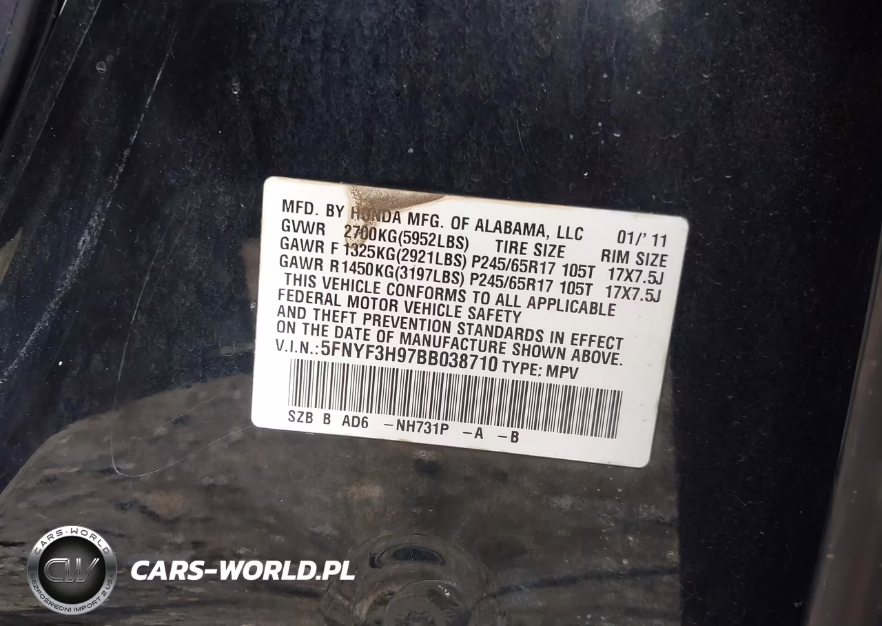 2011 Honda Pilot Touring VIN:5FNYF3H97BB038710 - 9