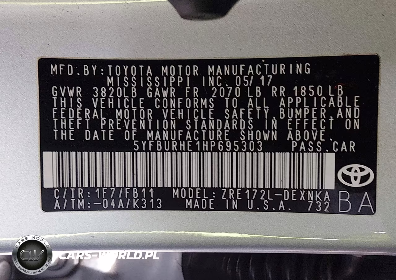2017 Toyota Corolla Le VIN:5YFBURHE1HP695303 - 9