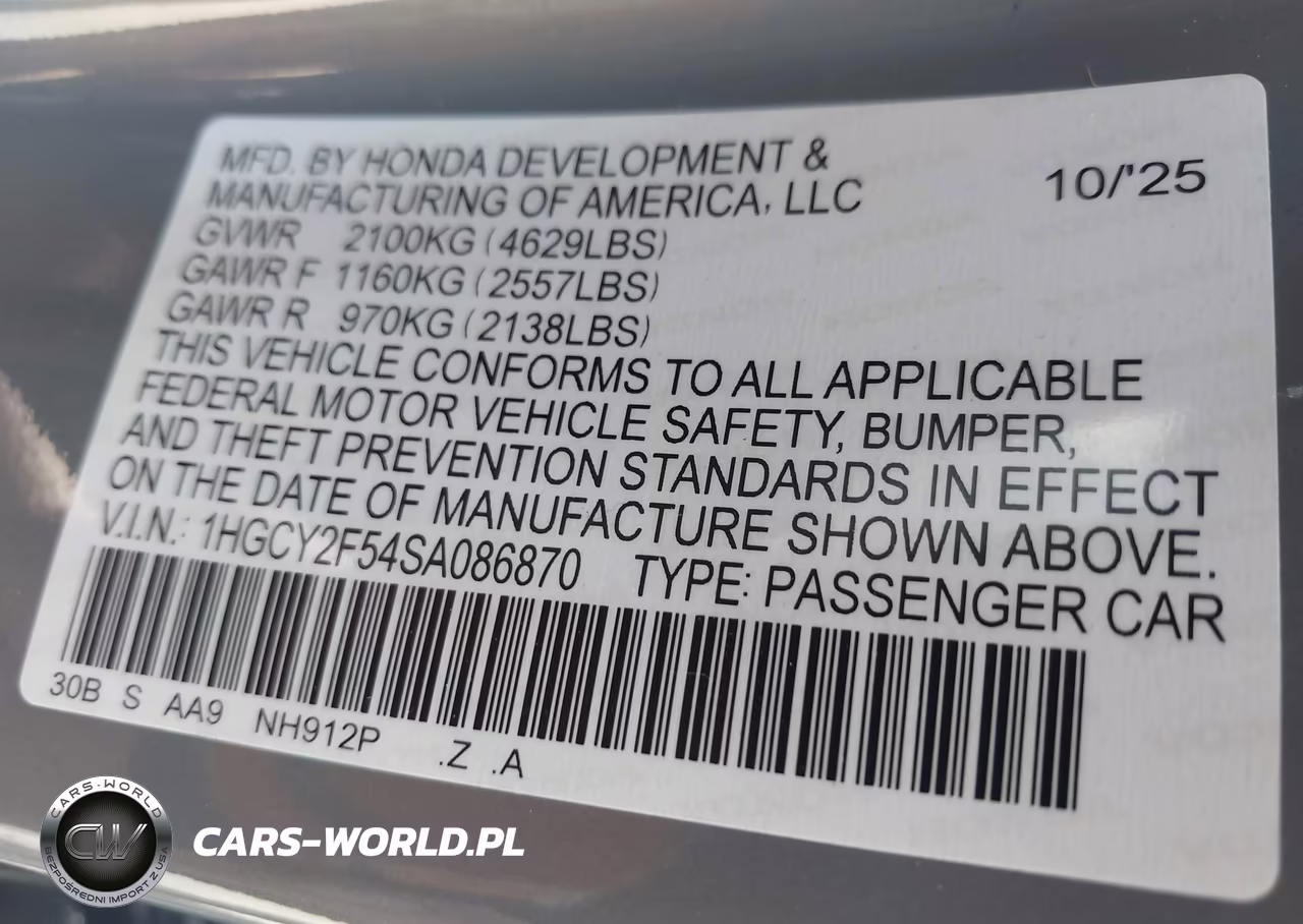 2025 Honda Accord Hybrid Sport VIN:1HGCY2F54SA086870 - 9