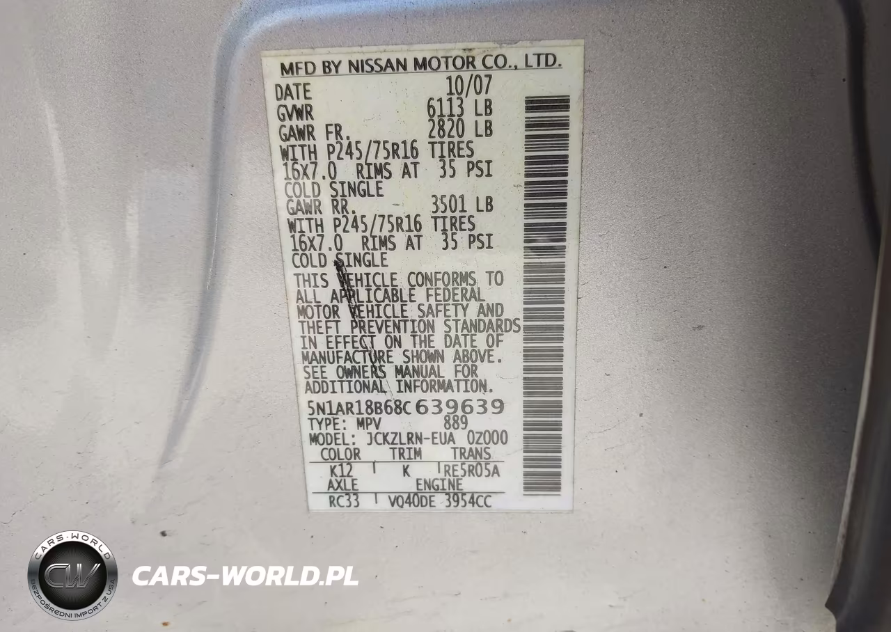 2008 Nissan Pathfinder S VIN:5N1AR18B68C639639 - 9