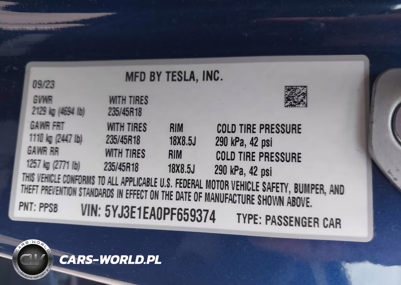 2023 Tesla Model 3 Rear-Wheel Drive VIN:5YJ3E1EA0PF659374 - 9