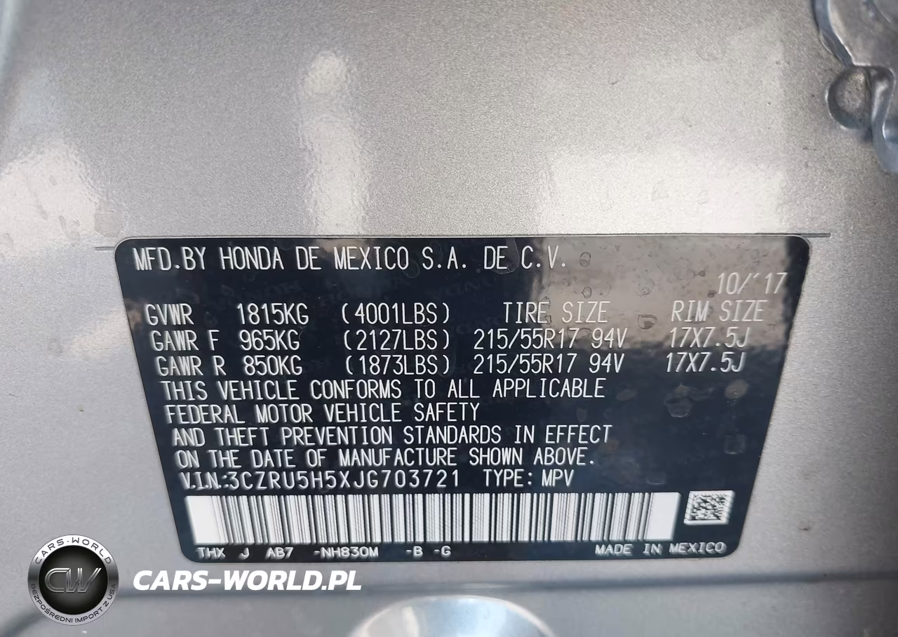 2018 Honda Hr-V Ex VIN:3CZRU5H5XJG703721 - 9